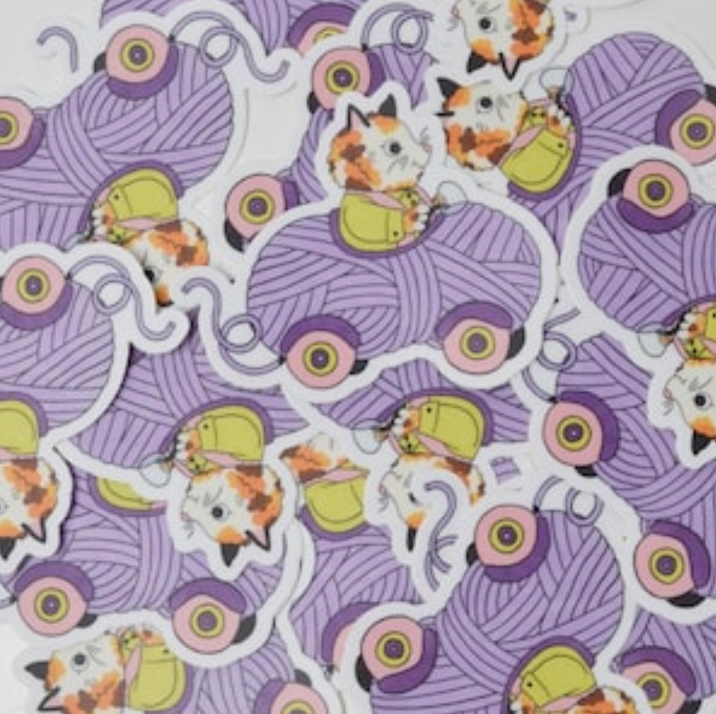 Cat Car Yarn Sticker