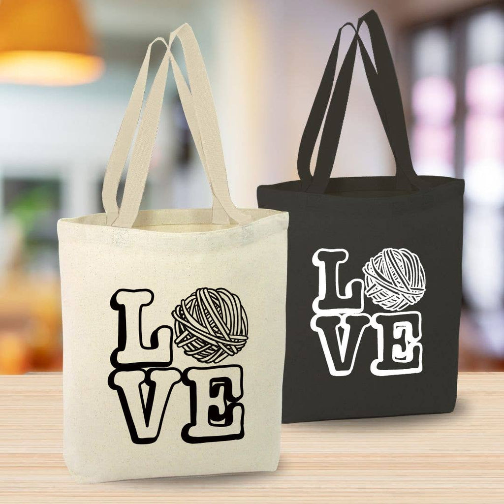LOVE Yarn Canvas Tote Bag, Yarn Shop, Custom Bag
