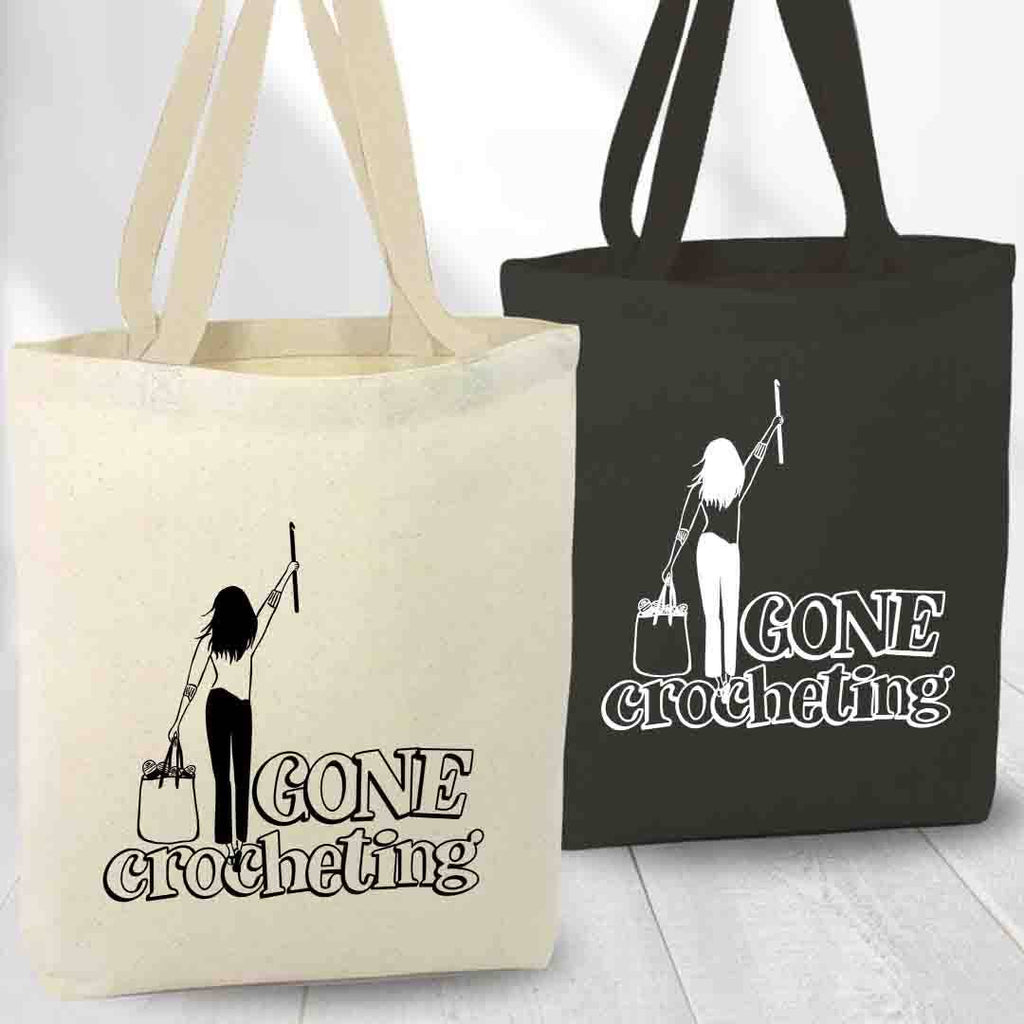 Gone Knitting Canvas Tote Bag, Yarn Lover