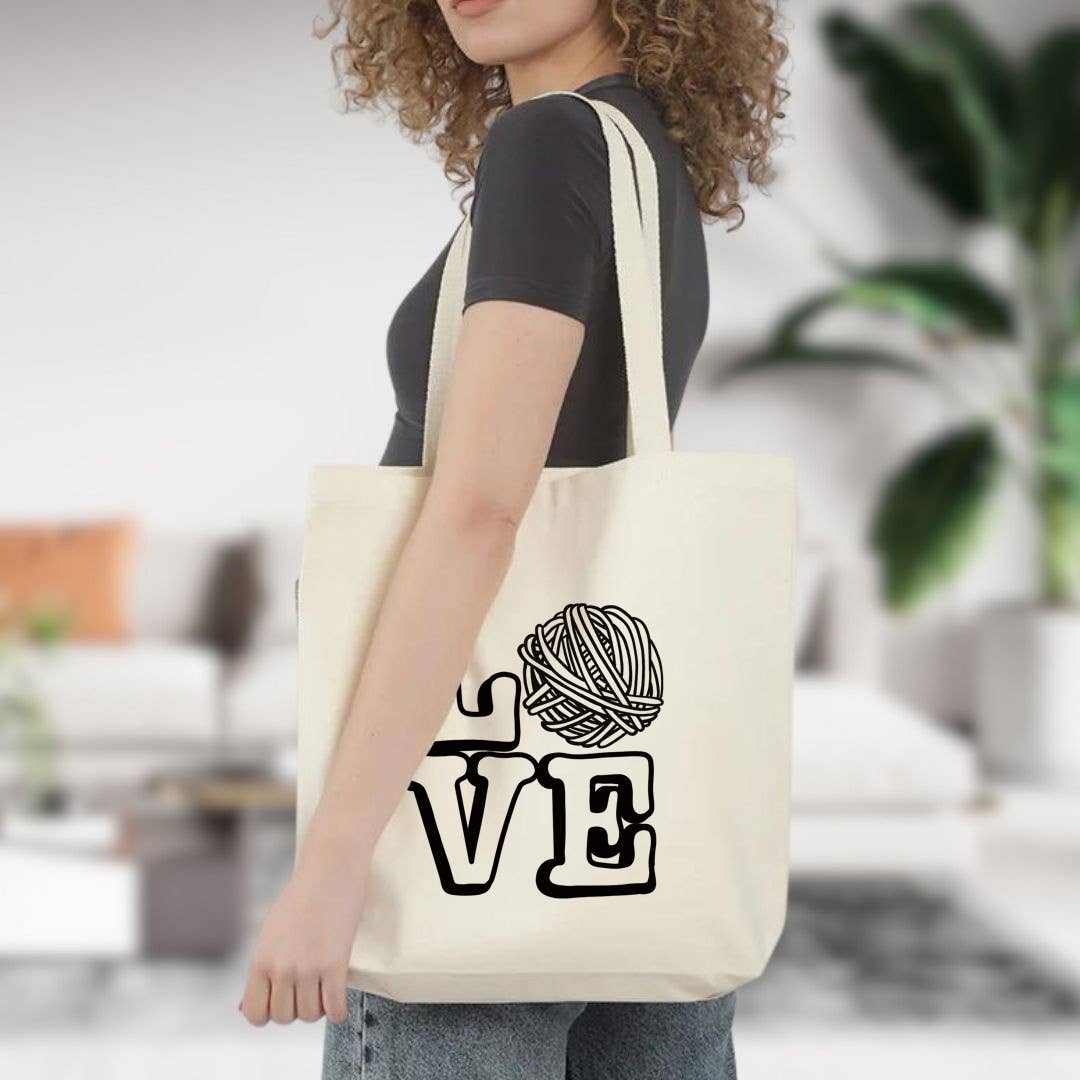 LOVE Yarn Canvas Tote Bag, Yarn Shop, Custom Bag