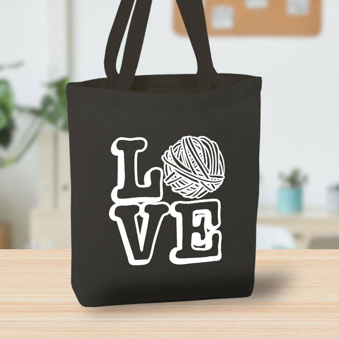 LOVE Yarn Canvas Tote Bag, Yarn Shop, Custom Bag
