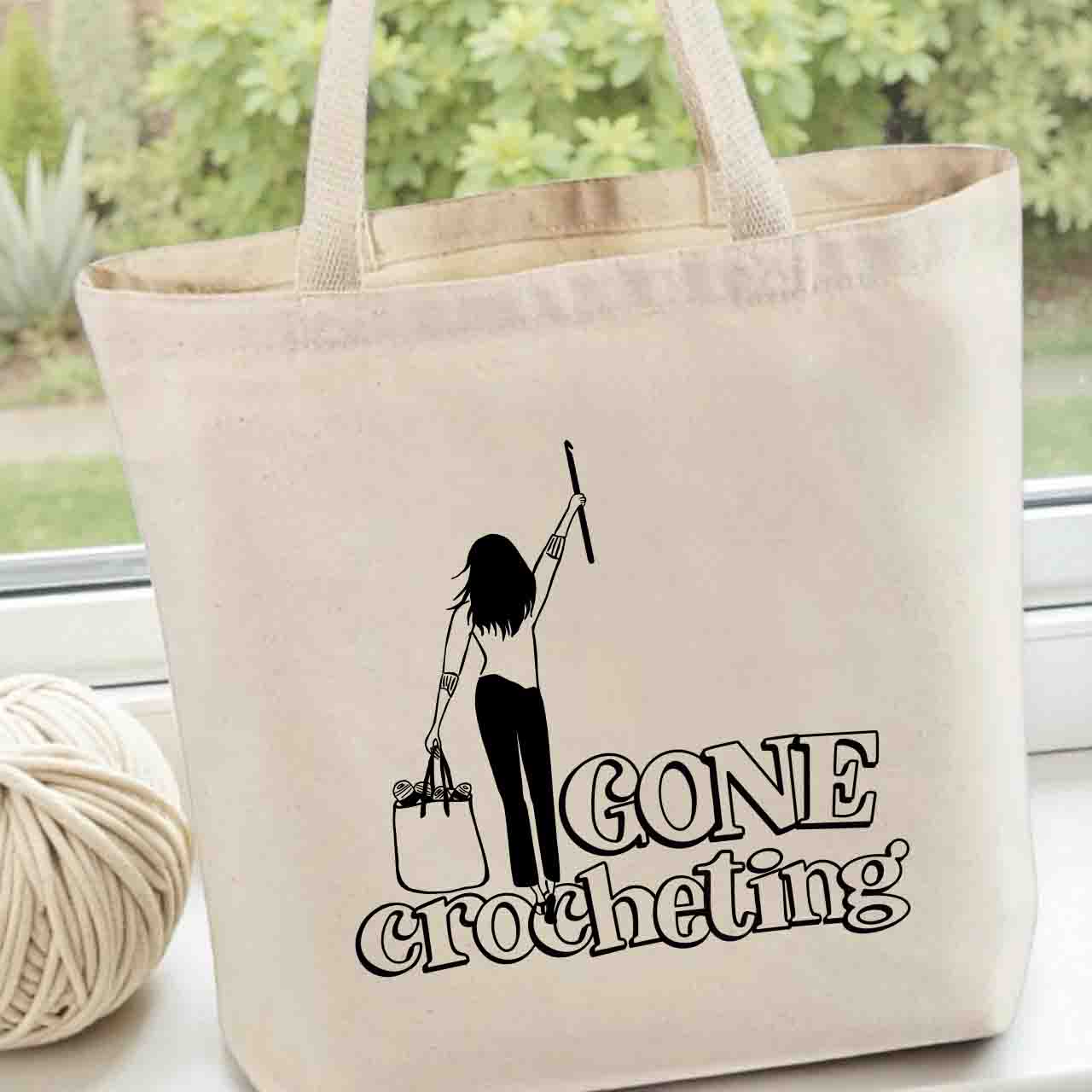 Gone Knitting Canvas Tote Bag, Yarn Lover