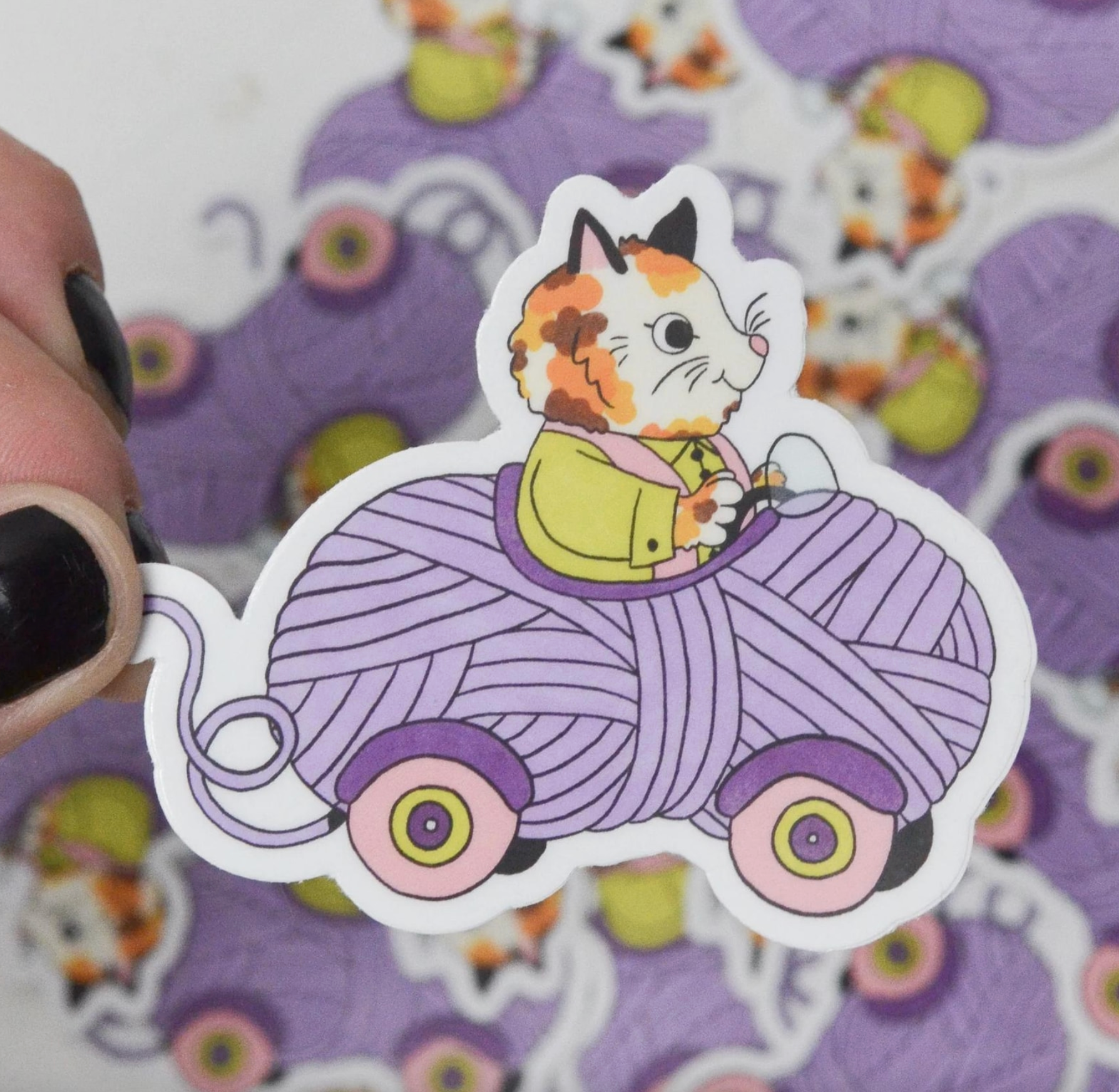 Cat Car Yarn Sticker