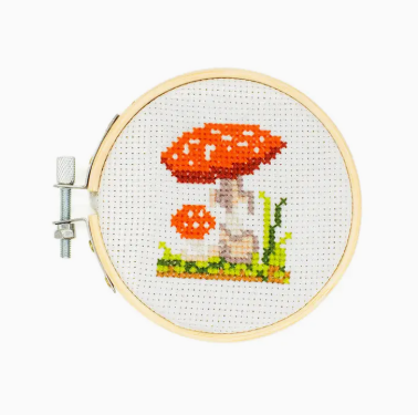 Mini Cross Stitch Embroidery Kit - Mushroom