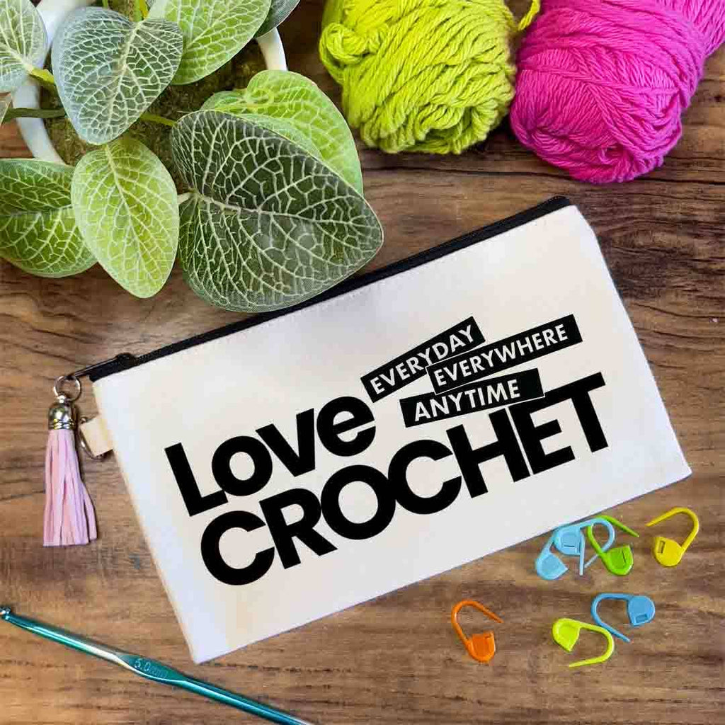 Love Crochet and Knitting Small Canvas Pouch Bag, Custom
