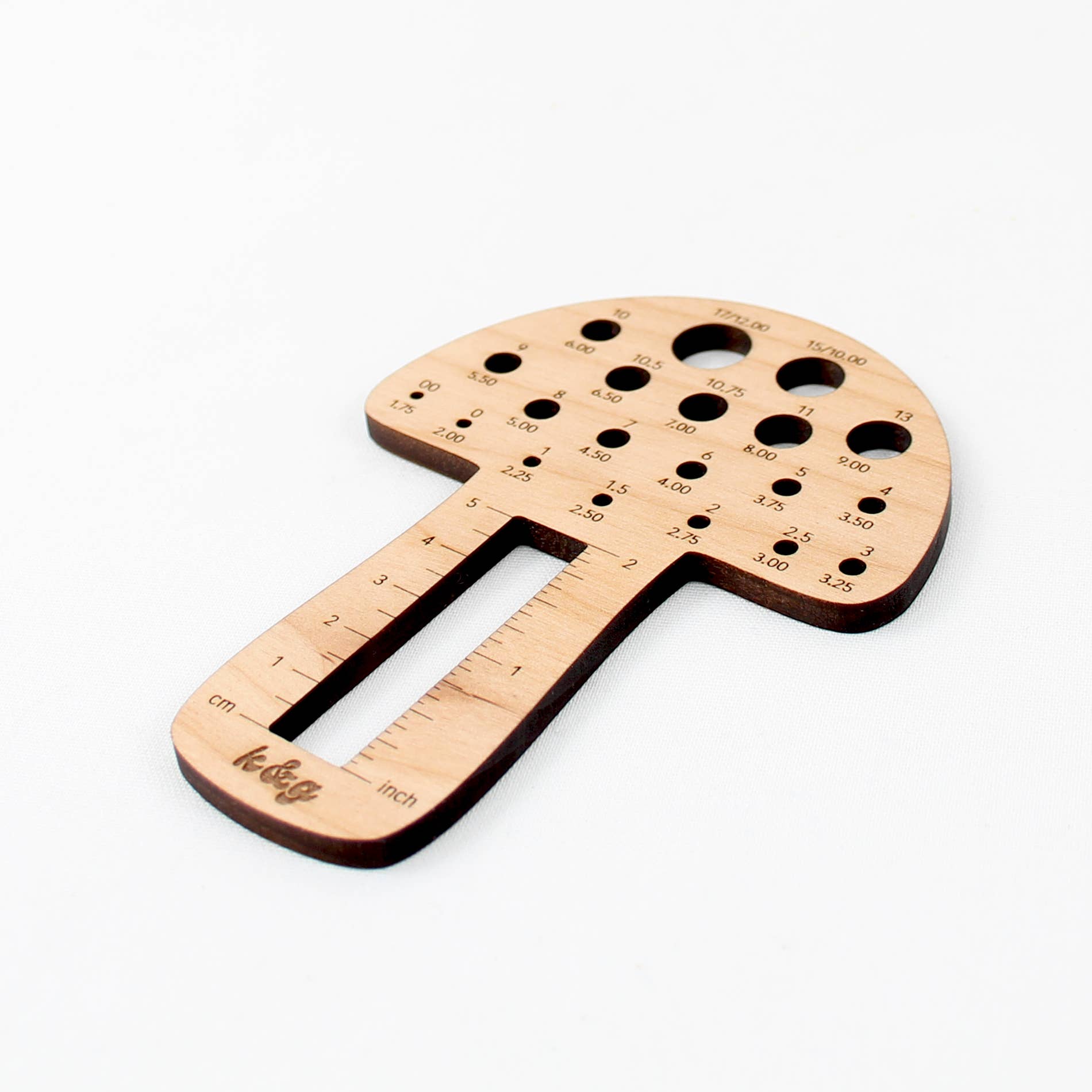 Mushroom Knitting Needle Gauge Tool