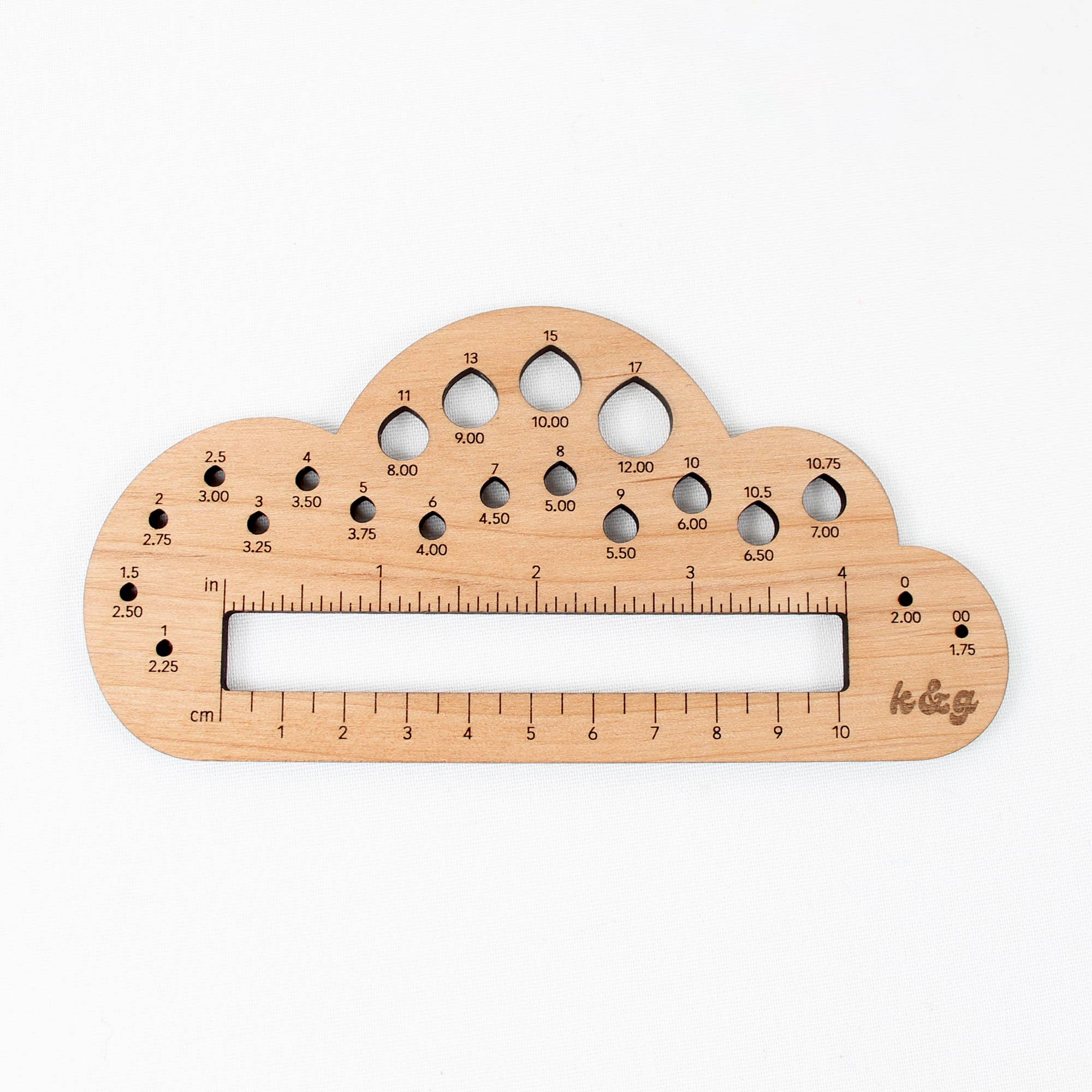 4" Cloud Knitting Needle Gauge Tool