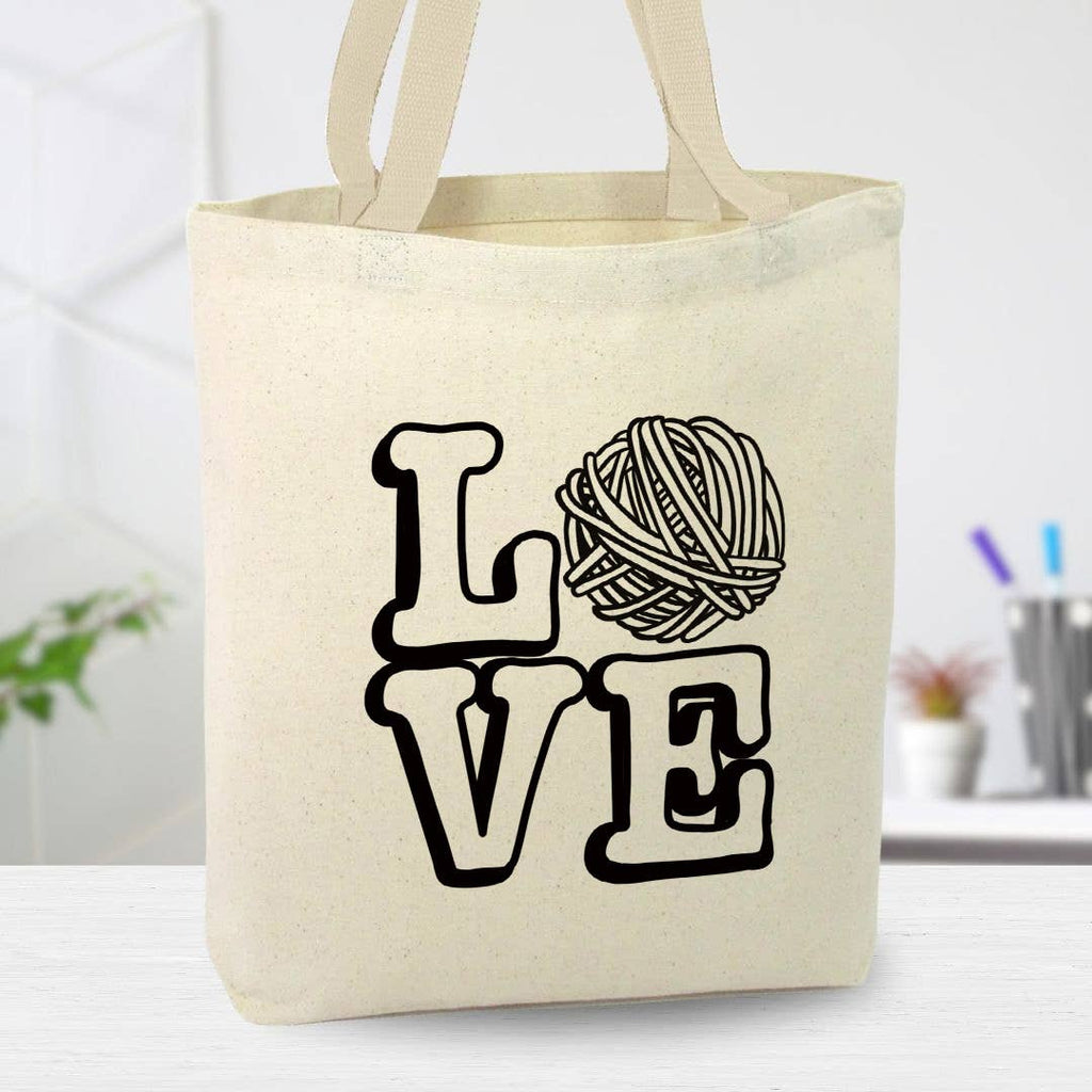 LOVE Yarn Canvas Tote Bag, Yarn Shop, Custom Bag